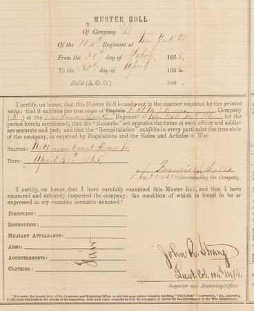 Lot #476 Civil War: New York Volunteer Muster Roll (1865) - Image 3