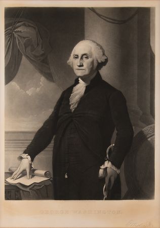 Lot #155 George Washington Oversized Engraving by Gilbert Stuart/William Sartain (1898) - Image 1
