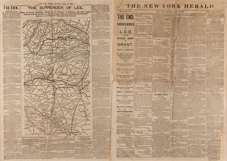 Lot #530 Robert E. Lee's Surrender: New York Herald from April 10, 1865 - Image 1