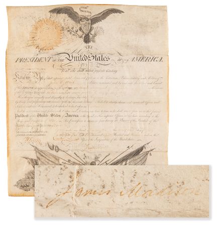 Lot #116 James Madison Document Signed as President - Image 1