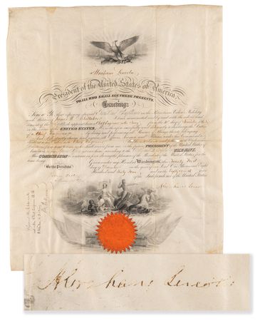 Lot #21 Abraham Lincoln Civil War-Dated Document Signed as President for a 