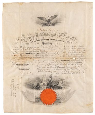 Lot #21 Abraham Lincoln Civil War-Dated Document Signed as President for a 