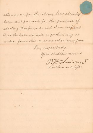 Lot #565 Philip H. Sheridan Letter Signed to Governor of the Wyoming Territory - Image 3