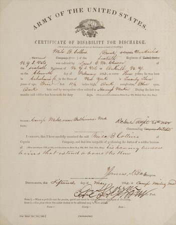 Lot #499 George S. Greene Civil War-Dated Document Signed - Disability Certificate - Image 2