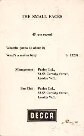 Lot #894 Small Faces Signed Promotional Card - Image 2