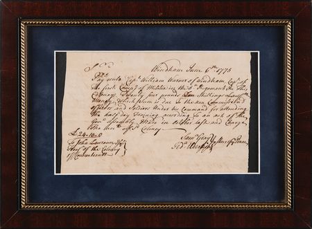 Lot #386 Revolutionary War: Connecticut Colony Pay Order for Soldiers of the 5th Massachusetts Regiment (June 1775) - Image 2