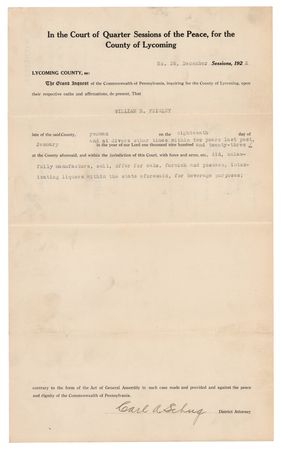 Lot #345 Prohibition: 1923 Liquor Manufacture Indictment Document - Image 2