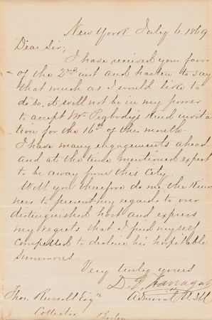 Lot #487 David G. Farragut Letter Signed - Image 2
