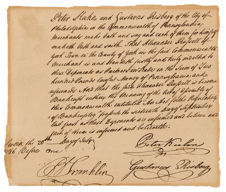 Lot #162 Benjamin Franklin Document Signed as President of Pennsylvania, Overseeing an Early Bankruptcy Case (1786) - Image 1