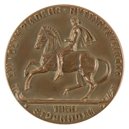 Lot #3077 Stockholm 1956 Summer Olympics Equestrian Events Bronze Winner's Medal for Show Jumping (Team) - Image 1