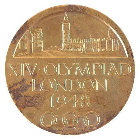 Lot #3129 London 1948 Summer Olympics Gilt Bronze Participation Medal - Image 2