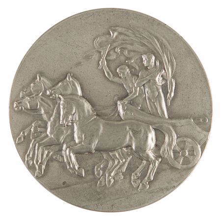Lot #3121 Stockholm 1912 Olympics Pewter Participation Medal - Image 1