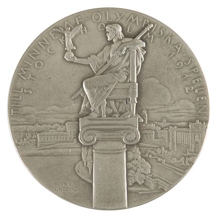 Lot #3121 Stockholm 1912 Olympics Pewter Participation Medal - Image 2