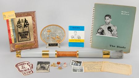 Lot #3023 Wilbert 'Skeeter' McClure's Atlanta 1996 Summer Olympics Torch and 1960 Rome Participant Pin?Including Scrapbooks, Photos, AAU Boxing, and Awards - Image 1