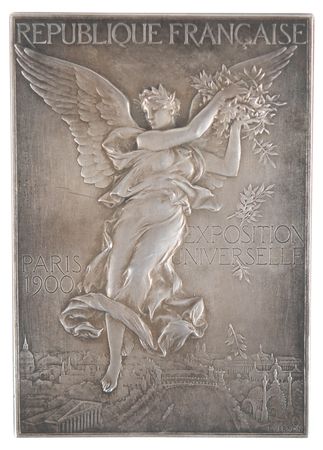 Lot #3043 Paris 1900 Olympics Silver Organizing Committee Plaque with Rare Case - Image 1