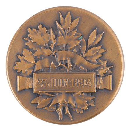 Lot #3297 Paris 1894 First Olympic Congress Bronze Commemorative Medal - Image 1