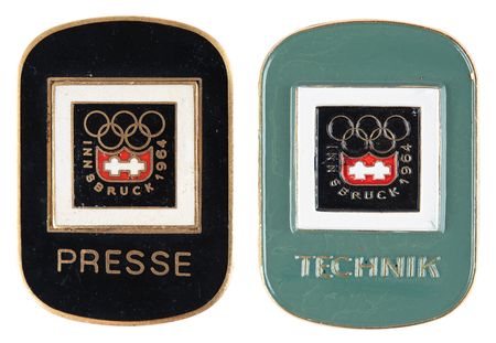 Lot #3197 Innsbruck 1964 Winter Olympics Press and Technician Badges - Image 1