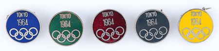 Lot #3227 Tokyo 1964 Summer Olympics (5) Olympic Color Pins - Image 1
