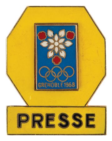 Lot #3200 Grenoble 1968 Winter Olympics Press Badge - Image 1