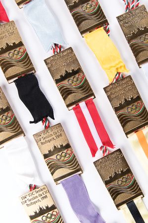 Lot #3221 Budapest 1995 Complete Set of (16) IOC Badges –104th Session - Image 1