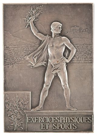 Lot #3045 Paris 1900 Olympics Silvered Bronze Winner's Medal for Physical Exercises - Image 2