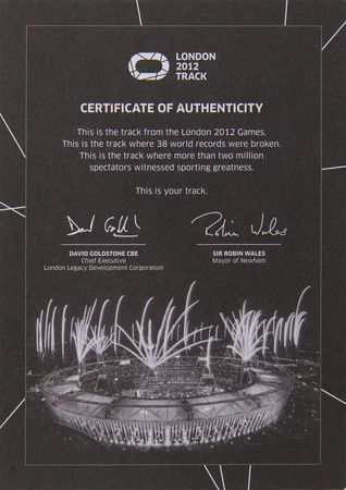 Lot #3378 London 2012 Summer Olympics Section of Olympic Stadium Track - Image 5