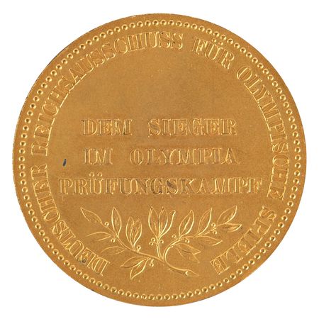 Lot #3056 Berlin 1916 Summer Olympic Trials Gold-Plated Bronze Winner's Medal [Canceled Games] - Image 2