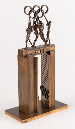 Lot #3294 International Olympic Committee (IOC) Bronze 'Olympic Door of the Year 2000' Sculpture by Nag Arnoldi - Image 3