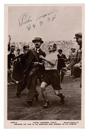 Lot #3287 Dorando Pietri Twice-Signed Photograph
