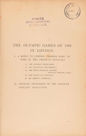Lot #3300 London 1908 Olympics: A Reply to Certain Criticisms Book - Image 4