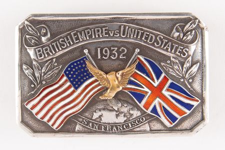 Lot #3316 United States and Great Britain 1932 Track and Field Championships Belt Buckle - Image 1