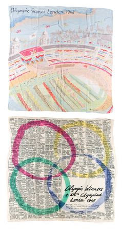 Lot #3337 London 1948 Summer Olympics (2) Souvenir Scarves - Image 1