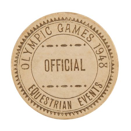 Lot #3179 London 1948 Summer Olympics Equestrian Official's Badge and Program - Image 1
