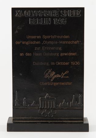 Lot #3329 Berlin 1936 Summer Olympics 'Olympic Village' Plaque - Presented to the Great Britain National Team - Image 2