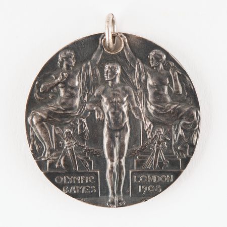 Lot #3052 London 1908 Olympics Silver Winner's Medal for Football (Soccer) - Image 1