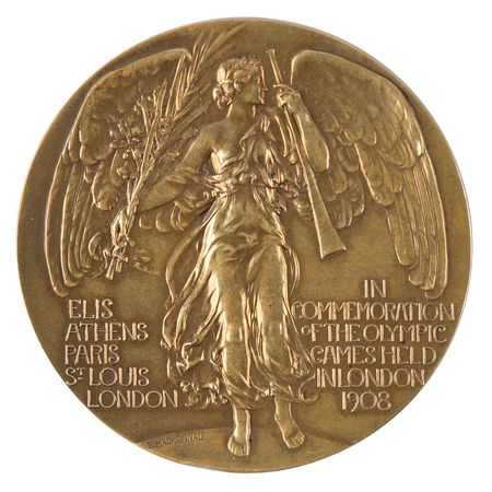 Lot #3120 London 1908 Olympics Gilt Bronze Participation Medal - Image 2