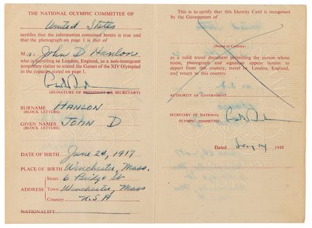 Lot #3334 London 1948 Summer Olympics Press Identity Card - Image 2