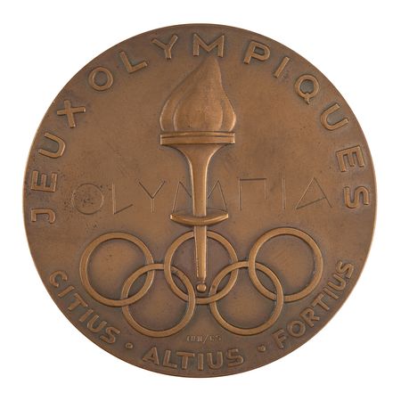 Lot #3073 Oslo 1952 Winter Olympics Bronze Winner's Medal with Case - Image 1