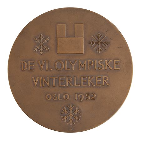 Lot #3073 Oslo 1952 Winter Olympics Bronze Winner's Medal with Case - Image 2