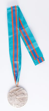 Lot #3097 Calgary 1988 Winter Olympics Silver Winner's Medal for Alpine Skiing with Case - Image 1