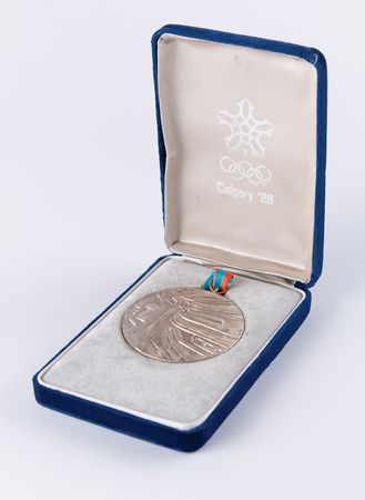 Lot #3097 Calgary 1988 Winter Olympics Silver Winner's Medal for Alpine Skiing with Case - Image 7
