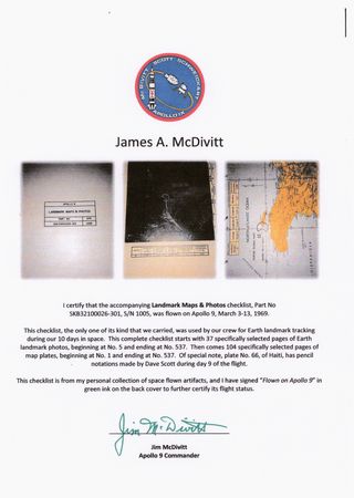 Lot #435 Apollo 9 Photo Map Checklist Page [Attested as Flown by Richard Garner] - Image 4