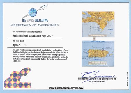 Lot #436 Apollo 9 Landmark Map Checklist Page [Attested as Flown by Richard Garner] - Image 3