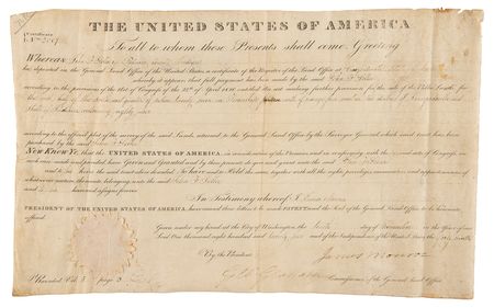 Lot #97 James Monroe Document Signed as President - Image 1