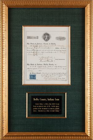 Lot #260 Indiana: Shelby County Loan Document (1864) - Image 1