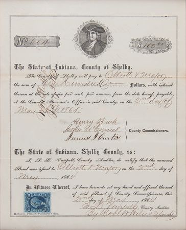 Lot #260 Indiana: Shelby County Loan Document (1864) - Image 2