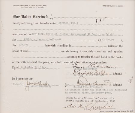 Lot #229 Marshall Field III Document Signed - Image 3