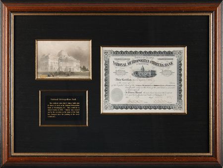Lot #295 National Metropolitan Bank Stock Certificate - Image 1