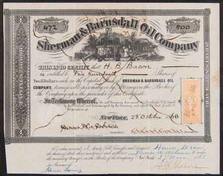 Lot #323 Sherman and Barnsdall Oil Company Stock Certificate - Image 2