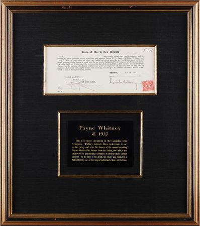 Lot #344 Payne Whitney Document Signed - Image 1